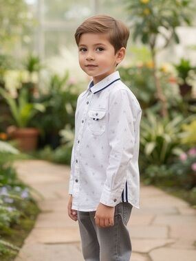 Sovereign Code Boys 6 White Geometric Tribal Print Button Down Slub Shirt Boho